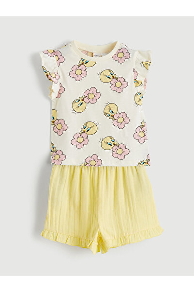 LC Waikiki Bluză și pantaloni scurți pentru fetițe cu imprimeu Tweety