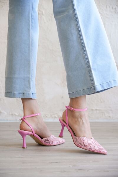 MODAADAM Γυναικεία παπούτσια με τακούνι από δαντέλα Beirut - Ροζ