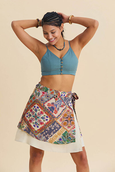 Los banditos Διπλής στρώσης δετή έθνικ φούστα