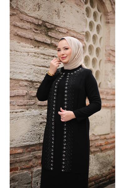 Moda İncir BÜYÜK BEDEN PAPATYA TAŞLI ANNE ELBİSESİ