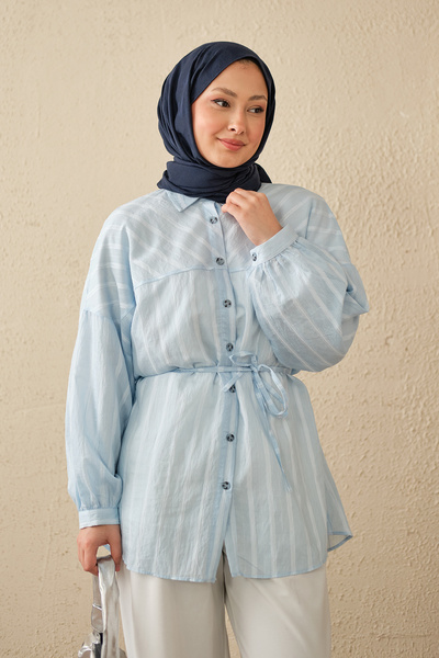 LOCCO Γυναικείο πουκάμισο με λεπτή γραμμή σχεδίασης και δέσιμο στη μέση, Baby...