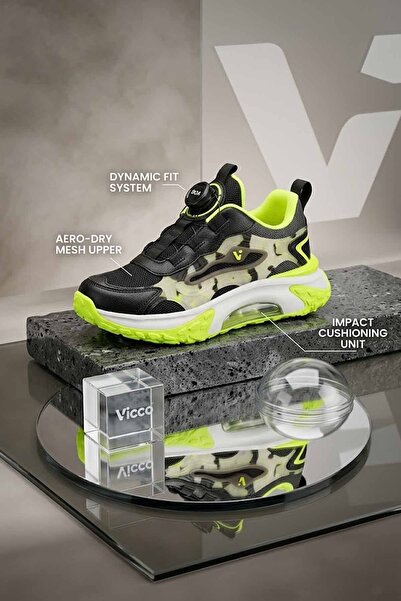 Vicco Παιδικά Αθλητικά Παπούτσια - Μαύρο & Πράσινο Νέον |   Σύστημα κορδονιών...