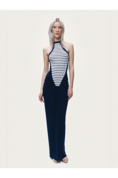 Nocturne Drape Detaylı Halter Yaka Maxi Elbise