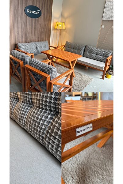 RAWZEN HOME Masif Ahşap Bahçe Balkon Takımı