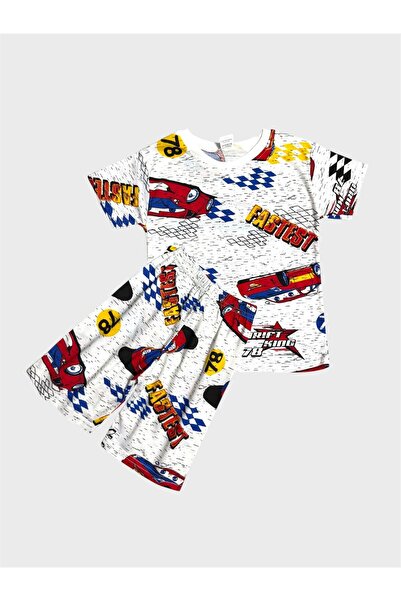 ALİŞ KİDS Σετ καλοκαιρινές πιτζάμες για αγόρια, βαμβακερό, λευκό, με σχέδιο α...