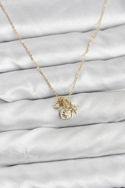 callerrons accessories Brass Gold Color Minimal Charm Women's Necklace // Xd-...