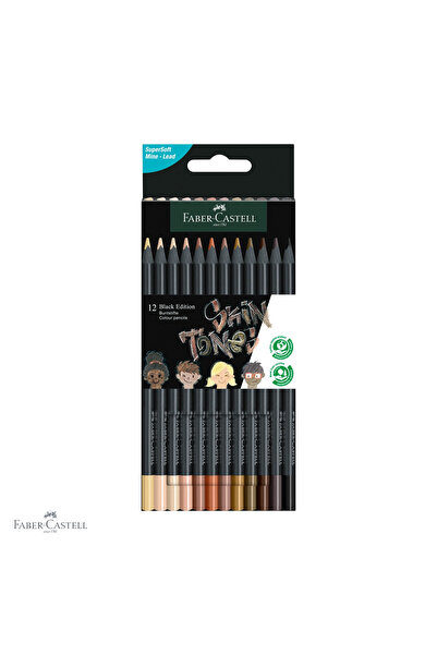 Faber Castell Set de 12 creioane colorate Faber-Castell Black Edition, nuanțe...