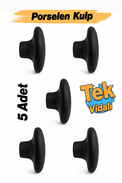 Badem10 (5 τεμάχια) Πορσελάνινο Στρογγυλό Επίπεδο Μαύρο Χρώμα Έπιπλα Κουζίνας...