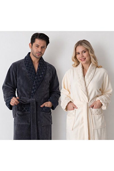 Nuşa Μπουρνούζια για ζευγάρια με γιακά σαλιάρα, καπιτονέ, από μπαμπού βαμβάκι