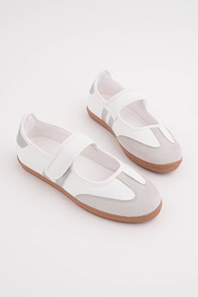 RoseVeno Γυναικεία παπούτσια μπαλαρίνας με λευκό Velcro Mary Jane Daily Sports