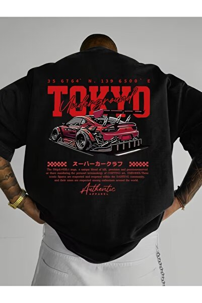 AEMİ Μπλουζάκι Unisex Tokyo Printed Oversize με λαιμόκοψη ποδηλάτου