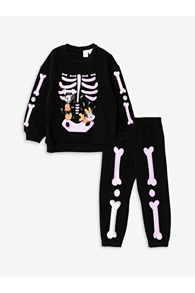LC Waikiki Crew Neck Long Sleeve Minnie and Mickey Printed Baby Girl Sweatshi...
