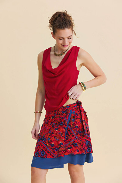 Los banditos Διπλής στρώσης δετή έθνικ φούστα