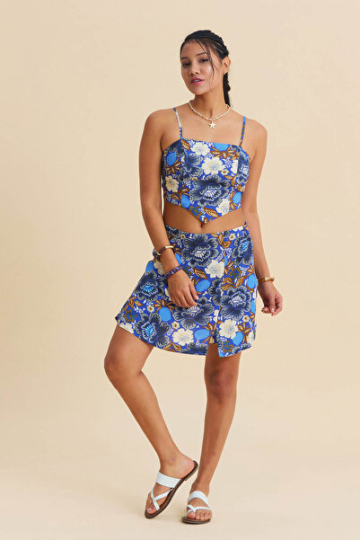 Los banditos Διπλόπλευρη φλοράλ φούστα με φερμουάρ στο πλάι