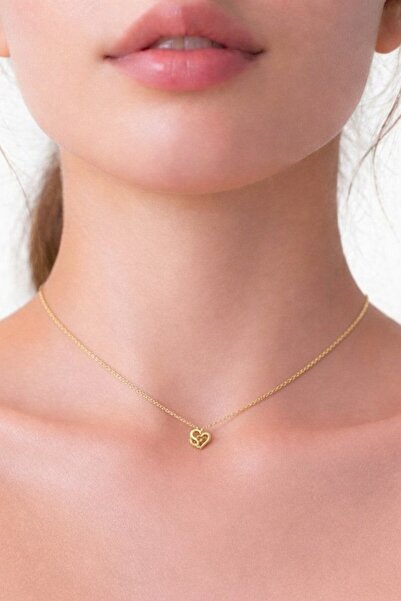 ATALYA ACCESSORY Çift Kalp Figürlü Minimal Çelik Kolye – Taşlı Zarif Kadın Kolye