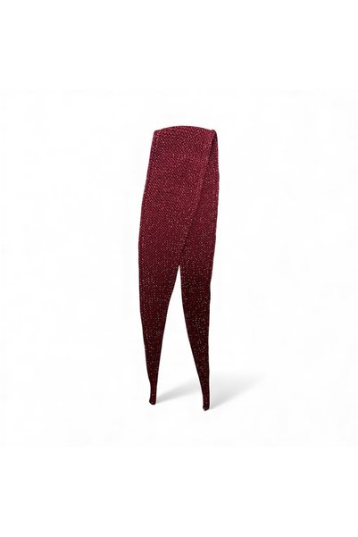 Pafuli Hand Knitted Croissant Mini Scarf Burgundy Glittery