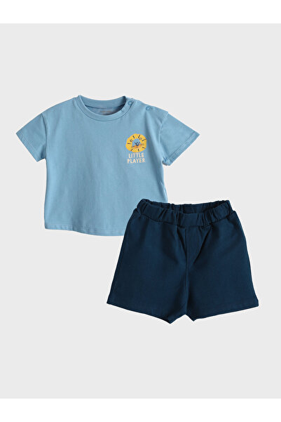 LC Waikiki Set de 2 piese pentru băieți: Tricou imprimat cu guler rotund și p...