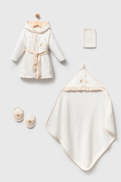 BEBELİNNA BABY 4 Piece Baby Bathrobe Set