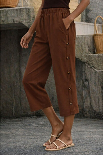 Kokosh moda Pantaloni de vară cu talie înaltă și nasturi laterali pentru femei
