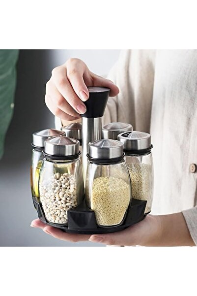 OEM Περιστρεφόμενη βάση μπαχαρικών με 6 γυάλινα βάζα