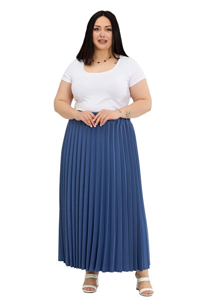 DISENTIS MODEST Μεγάλο μέγεθος, ελαστική μέση, πλισέ μακριά φούστα σε χρώμα ί...