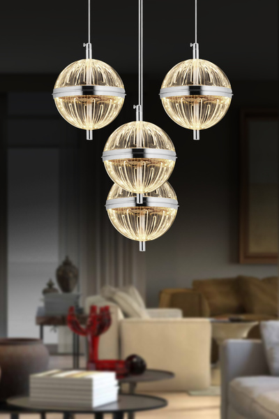 Luxira Aydınlatma Küre 4'lü Gümüş 3 Renk Led Modern Ledli Avize
