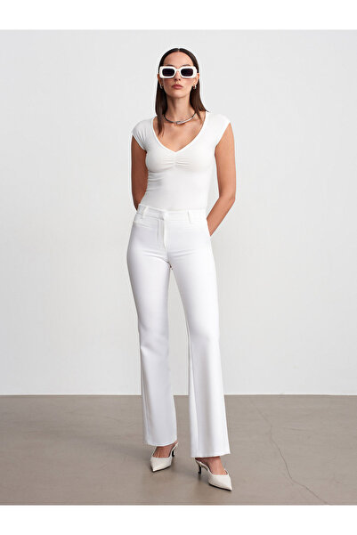 Dilvin 72680 Παντελόνι Καμπάνα-Λευκό