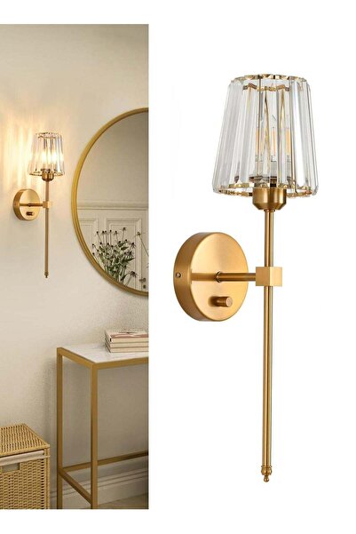 LOOPITYS Crystal Wall Lamp, wall lamp (gold, diameter 5.5 inches/13 centimete...