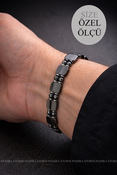 HEMATITE LIMITED EDITION CUSTOM SERIES NATURAL STONE BRACELET CUSTOM SIZE HEMATITE MEN BRACELET