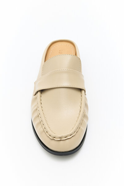 LUTVELIZADE Loafer 2601 - Μπεζ γυναικείο loafer με ανοιχτή πλάτη και κορδόνι ...
