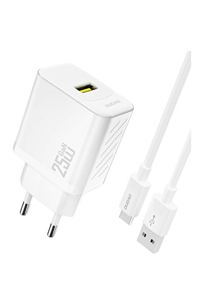 DUDAO Încărcător de perete A27STEU 25W GaN USB-A cu cablu USB-A - USB-C - Alb