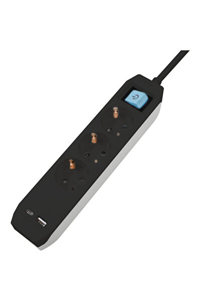 Spacer SPACER EXTENSION CORD, Schuko x 3, Schuko connection (T), Type-C x1, U...