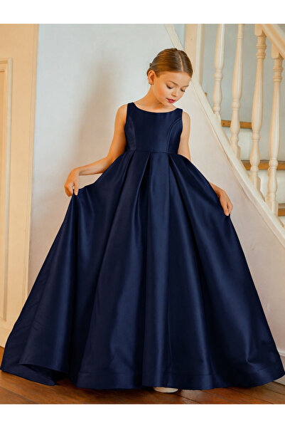 miço kids Girl's Evening Dress - Tailored - Bowknot - Puffy - Satin Fabric