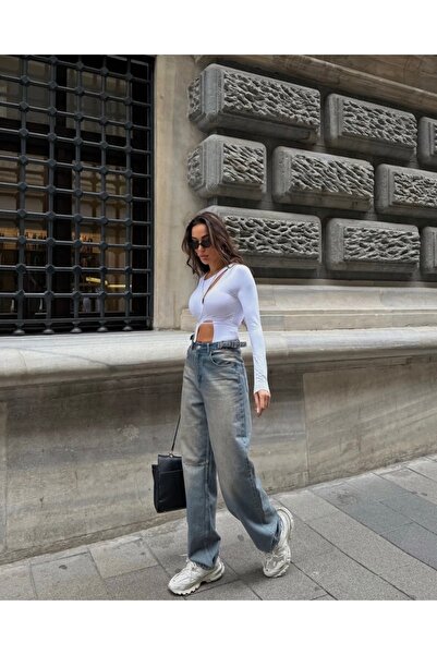 Orions Collection Τζιν με πλαϊνή πόρπη στη μέση, ανοιχτό καφέ χρώμα, πλενόμενο