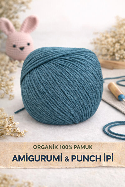 HERALDİS %100 Organik Pamuk Amigurumi & Punch İpi – Yumuşak Dokulu El Örgü İp...