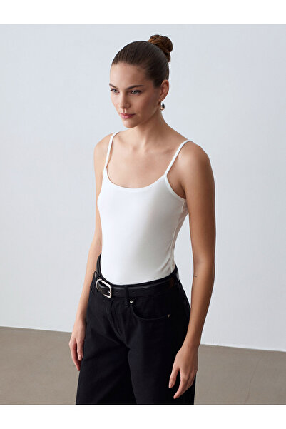 Dilvin 21217 Λεπτό βαμβακερό τοπ-εκρού με τιράντες