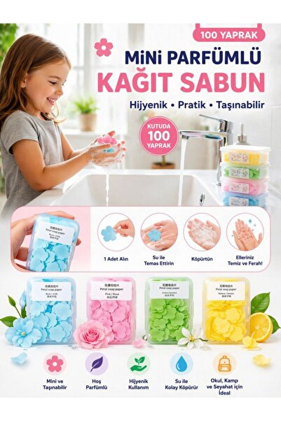 optana 1 Adet Mini Parfümlü Kağıt Sabun 100 Yaprak | Taşınabilir Tek Kullanım...