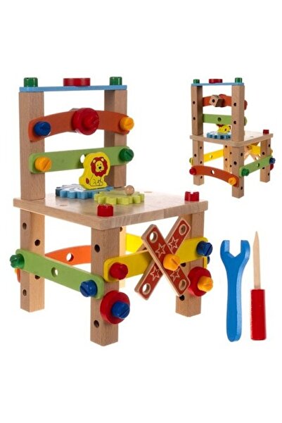 KRUZZEL Set de construcție din lemn, 45 de piese, Piulițe și șuruburi, Multic...
