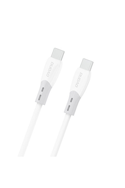 DUDAO Cablu L25SC 60W USB-C - USB-C cu împletitură din silicon moale 1m - Alb