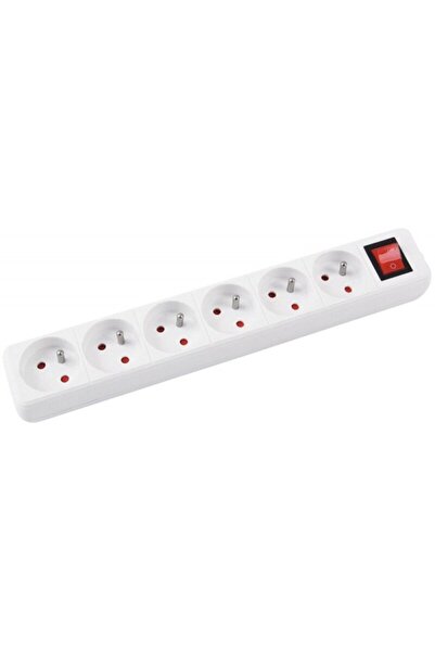 OFFICE products Prelungitor cu 6 prize, cablu 1.5 metri, cu intrerupator, - alb