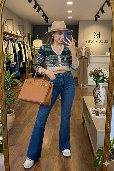 Ramrod Γυναικείο σκούρο μπλε τζιν με ψηλόμεσο ισπανικό πόδι σε στυλ λύκρα