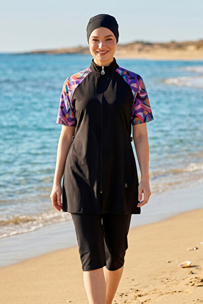 Haliç Mayo Κοντομάνικο Αθλητικό Μαγιό Λύκρα Ημικαλυμμένο 6286 Μαύρο04