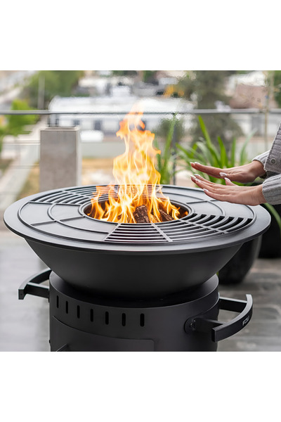 PALU Döküm Ateş Çukuru Barbekü | Kömürlü BBQ Grill, Bahçe & Teras Şömine, Büyük Çap Mangal, Açık Hava Isıtıcı & Pişirme Ünitesi
