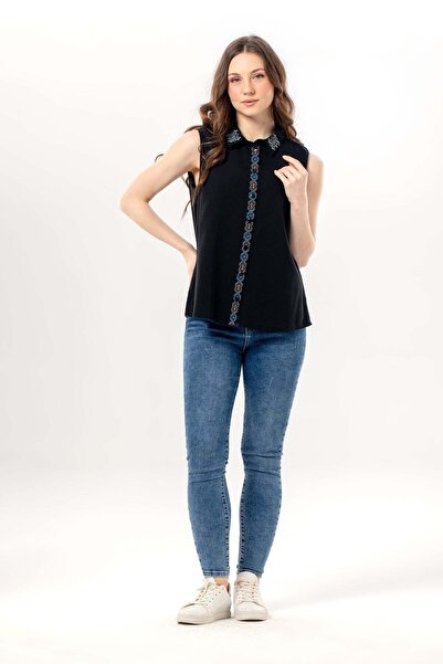 Eliş Şile Bezi Αμάνικο πουκάμισο Aden Classic με γιακά από ύφασμα Şile, καλοκ...