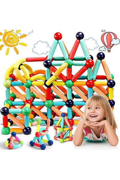 BAYBEE 66 Pcs 3D Magnetic Blocks Set for Kids 3+ | Building Tiles Toy, Creati...