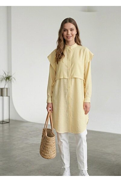 MOODAY Flowy Fabric Summer Tunic Yellow