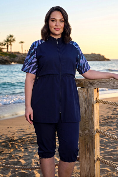 Haliç Mayo Μεγάλο μέγεθος Sports Lycra κοντομάνικο μισοκαλυμμένο μαγιό 3418 Σ...