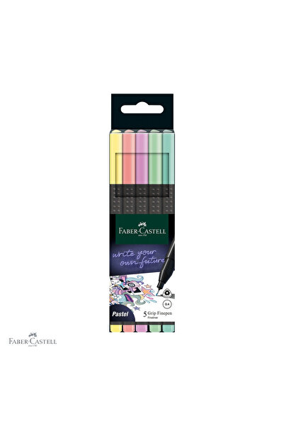 Faber Castell Set de 5 pixuri Faber-Castell Grip 0.4mm, culori pastel, formă ...