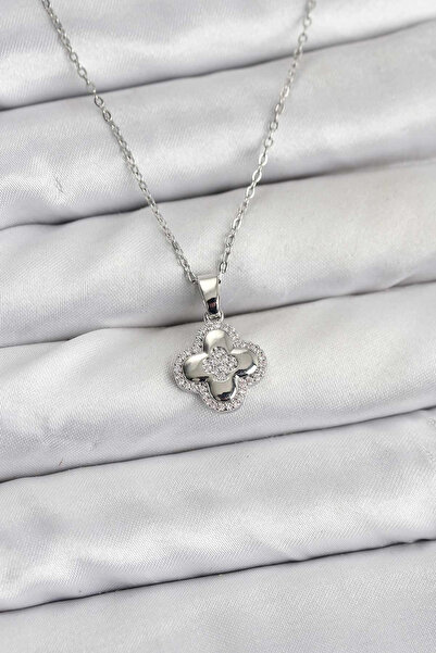 Generic Brand 316L Steel Chain Silver Color Zircon Stone Clover Model Women's...