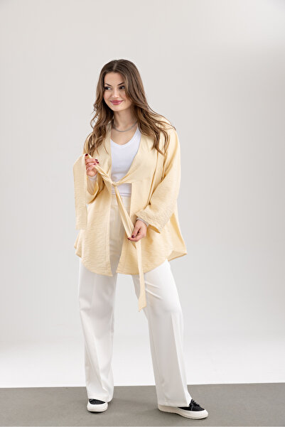 TUĞBA ERGÜL Γυναικείο Βασικό Κιμονό-Πουκάμισο με Ζώνη στο Μπροστινό Μέρος